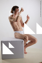 Underwear Man White Sitting poses - simple Slim Medium Brown Sitting poses - ALL Standard Photoshoot Academic