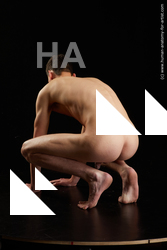 Nude Man White Kneeling poses - ALL Athletic Short Brown Kneeling poses - on both knees Standard Photoshoot Realistic
