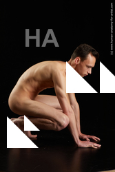 Nude Man White Kneeling poses - ALL Athletic Short Brown Kneeling poses - on both knees Standard Photoshoot Realistic