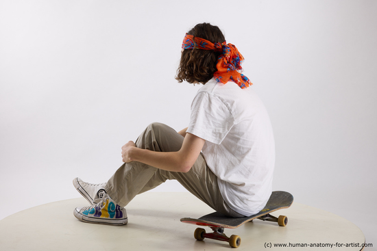 Casual Man White Sitting poses - simple Slim Long Brown Sitting poses - ALL Standard Photoshoot  Academic