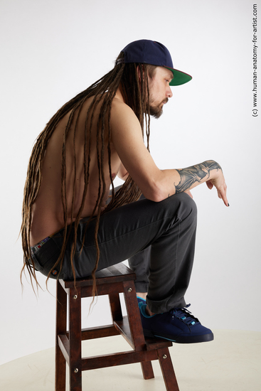 Casual Man White Sitting poses - simple Slim Brown Sitting poses - ALL Dreadlocks Standard Photoshoot Academic