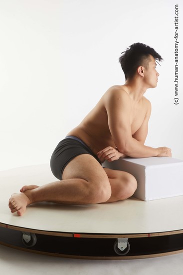 Man Asian Kneeling poses - ALL Kneeling poses - on both knees Standard Photoshoot Academic