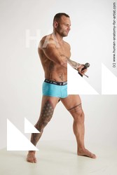 Underwear Fighting with sword Man White Standing poses - ALL Muscular Short Brown Standing poses - simple Standard Photoshoot Academic Fighting poses - ALL