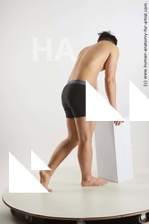 Underwear Man White Standing poses - ALL Slim Short Standing poses - bend over Black Standard Photoshoot Academic
