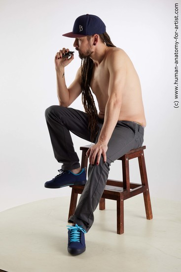 Casual Man White Sitting poses - simple Slim Brown Sitting poses - ALL Dreadlocks Standard Photoshoot Academic