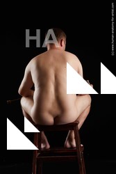 Nude Man White Sitting poses - simple Overweight Short Brown Sitting poses - ALL Standard Photoshoot Realistic