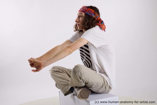 Casual Man White Sitting poses - simple Slim Long Brown Sitting poses - ALL Standard Photoshoot  Academic