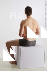 Underwear Man White Sitting poses - simple Slim Short Brown Sitting poses - ALL Standard Photoshoot Academic