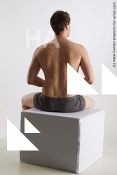 Underwear Man White Sitting poses - simple Slim Short Brown Sitting poses - ALL Standard Photoshoot Academic