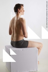 Underwear Man White Sitting poses - simple Slim Short Brown Sitting poses - ALL Standard Photoshoot Academic
