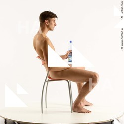 Nude Man White Sitting poses - simple Slim Short Brown Sitting poses - ALL Standard Photoshoot Realistic