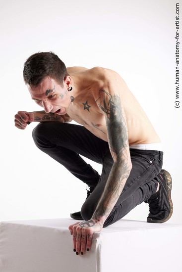 Casual Man White Kneeling poses - ALL Underweight Short Brown Kneeling poses - on one knee Standard Photoshoot Academic