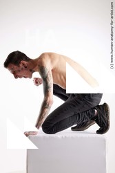 Casual Man White Kneeling poses - ALL Underweight Short Brown Kneeling poses - on one knee Standard Photoshoot Academic