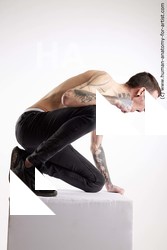 Casual Man White Kneeling poses - ALL Underweight Short Brown Kneeling poses - on one knee Standard Photoshoot Academic