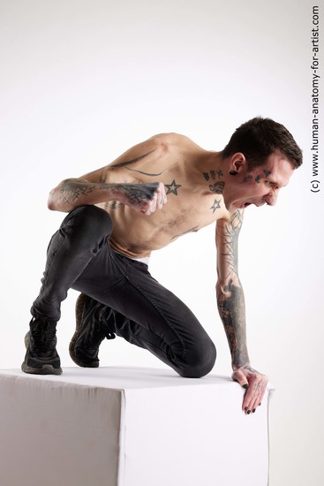 Casual Man White Kneeling poses - ALL Underweight Short Brown Kneeling poses - on one knee Standard Photoshoot Academic