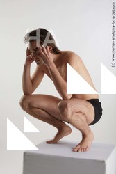 Underwear Man White Kneeling poses - ALL Slim Medium Brown Kneeling poses - on both knees Standard Photoshoot Academic