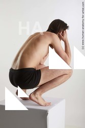 Underwear Man White Kneeling poses - ALL Slim Medium Brown Kneeling poses - on both knees Standard Photoshoot Academic