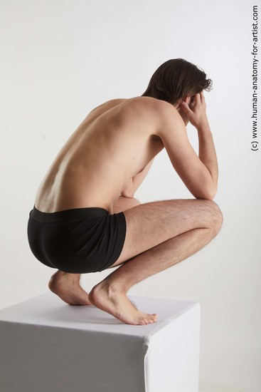 Underwear Man White Kneeling poses - ALL Slim Medium Brown Kneeling poses - on both knees Standard Photoshoot Academic