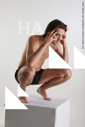 Underwear Man White Kneeling poses - ALL Slim Medium Brown Kneeling poses - on both knees Standard Photoshoot Academic