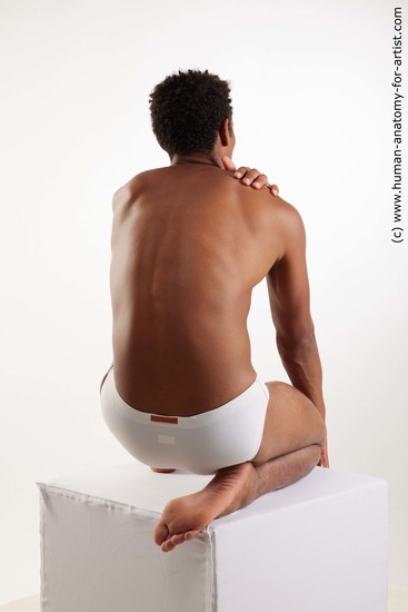 Underwear Man Black Kneeling poses - ALL Athletic Short Kneeling poses - on one knee Black Standard Photoshoot Academic