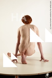 Nude Man White Kneeling poses - ALL Underweight Short Red Kneeling poses - on both knees Standard Photoshoot Realistic