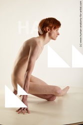 Nude Man White Kneeling poses - ALL Underweight Short Red Kneeling poses - on both knees Standard Photoshoot Realistic
