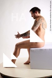 Nude Man White Sitting poses - simple Average Short Brown Sitting poses - ALL Standard Photoshoot Realistic
