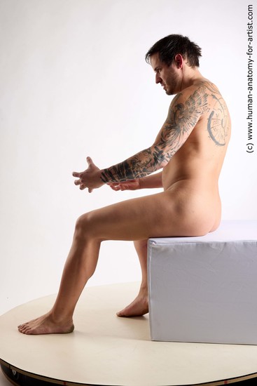 Nude Man White Sitting poses - simple Average Short Brown Sitting poses - ALL Standard Photoshoot Realistic