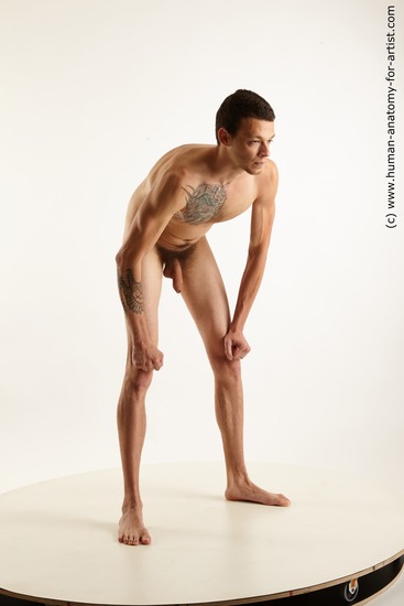 Nude Man White Standing poses - ALL Slim Short Brown Standing poses - bend over Standard Photoshoot Realistic