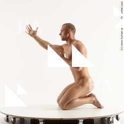 Nude Man White Kneeling poses - ALL Slim Short Brown Kneeling poses - on both knees Standard Photoshoot Realistic