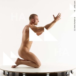 Nude Man White Kneeling poses - ALL Slim Short Brown Kneeling poses - on both knees Standard Photoshoot Realistic