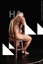 Nude Man White Sitting poses - simple Muscular Short Brown Sitting poses - ALL Standard Photoshoot Realistic