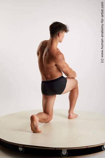 Underwear Man White Kneeling poses - ALL Athletic Short Brown Kneeling poses - on one knee Standard Photoshoot Academic