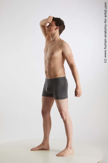 Underwear Man White Standing poses - ALL Slim Short Brown Standing poses - simple Standard Photoshoot Academic