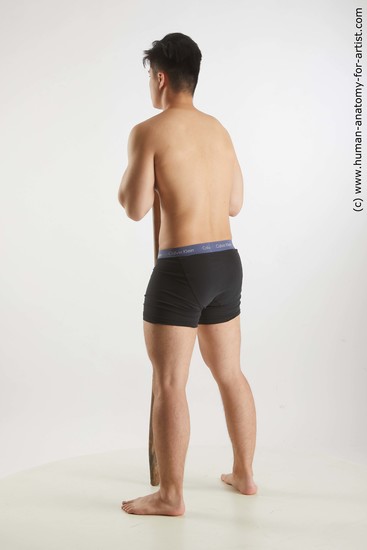 Underwear Man Asian Standing poses - ALL Slim Short Black Standing poses - simple Standard Photoshoot Academic