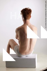 Underwear Man White Sitting poses - simple Slim Short Red Sitting poses - ALL Standard Photoshoot Academic