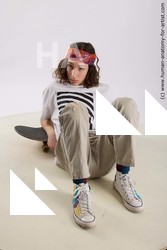 Casual Man White Laying poses - ALL Slim Long Brown Laying poses - on back Standard Photoshoot  Academic