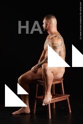 Nude Man White Sitting poses - simple Muscular Short Brown Sitting poses - ALL Standard Photoshoot Realistic