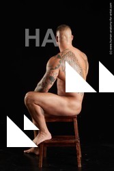 Nude Man White Sitting poses - simple Muscular Short Brown Sitting poses - ALL Standard Photoshoot Realistic