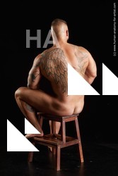 Nude Man White Sitting poses - simple Muscular Short Brown Sitting poses - ALL Standard Photoshoot Realistic