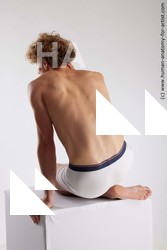 Underwear Man White Kneeling poses - ALL Athletic Medium Blond Kneeling poses - on one knee Standard Photoshoot Academic