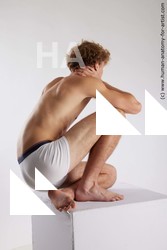 Underwear Man White Kneeling poses - ALL Athletic Medium Blond Kneeling poses - on one knee Standard Photoshoot Academic