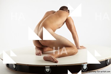 Nude Man White Kneeling poses - ALL Slim Short Brown Kneeling poses - on both knees Standard Photoshoot Realistic