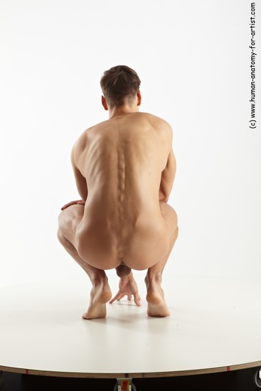 Nude Man White Kneeling poses - ALL Athletic Short Brown Kneeling poses - on both knees Standard Photoshoot Realistic