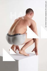 Underwear Man White Kneeling poses - ALL Muscular Short Brown Kneeling poses - on both knees Standard Photoshoot Academic