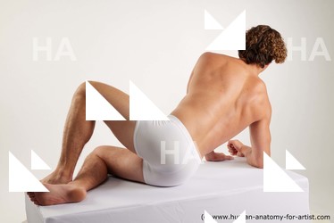 Underwear Man White Laying poses - ALL Athletic Medium Brown Laying poses - on side Standard Photoshoot Academic