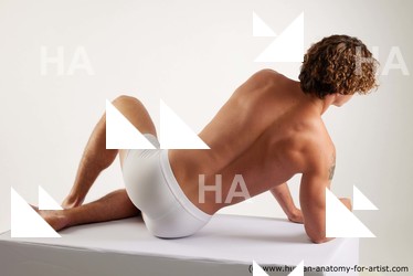 Underwear Man White Laying poses - ALL Athletic Medium Brown Laying poses - on side Standard Photoshoot Academic