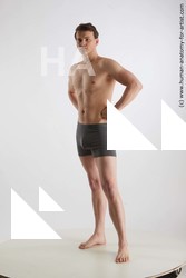 Underwear Man White Standing poses - ALL Slim Short Brown Standing poses - simple Standard Photoshoot Academic