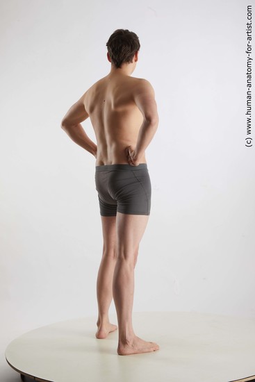 Underwear Man White Standing poses - ALL Slim Short Brown Standing poses - simple Standard Photoshoot Academic