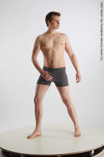 Underwear Man White Standing poses - ALL Slim Short Brown Standing poses - simple Standard Photoshoot Academic